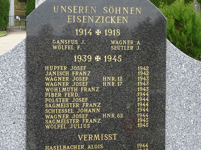 Eisenzicken, Kriegerdenkmal