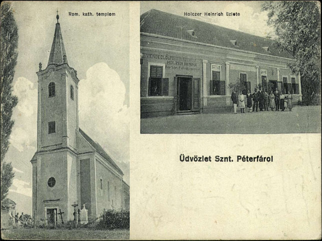 Szentpterfa, Kirche und Gasthaus Holczer Heinrich