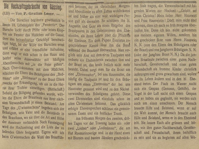 Hochzeitsgebruche von Gssing, 1925