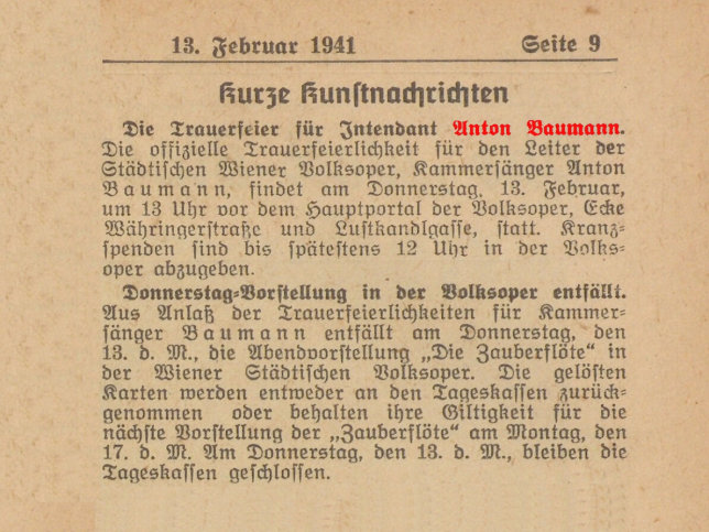 Begrbnis Anton Baumann