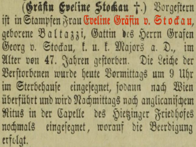 Eveline Grfin von Stockau, geb. Baltazzi (Ehefrau)