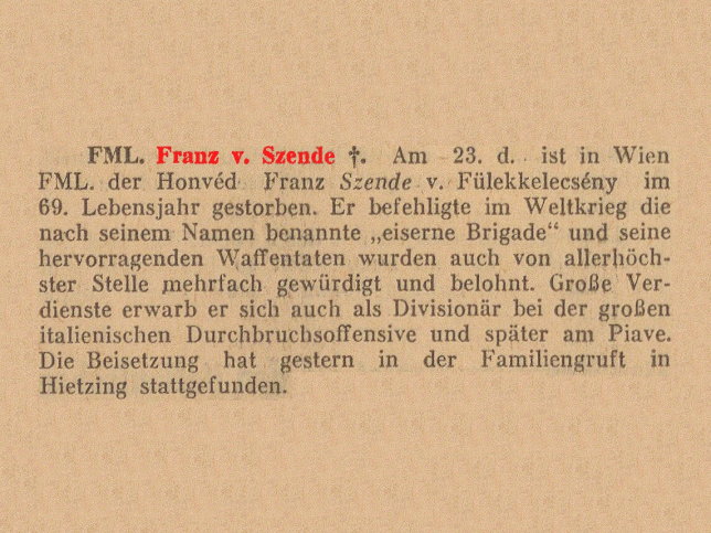 Franz Szende von Flekkelecsny