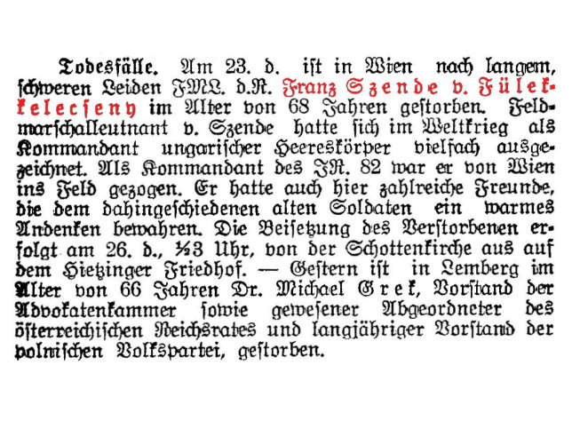 Franz Szende von Flekkelecsny