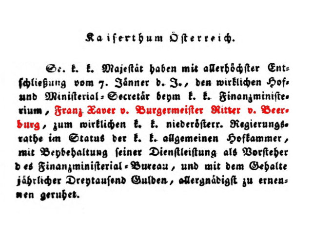 Franz Xaver Burgermeister Ritter von Beerburg