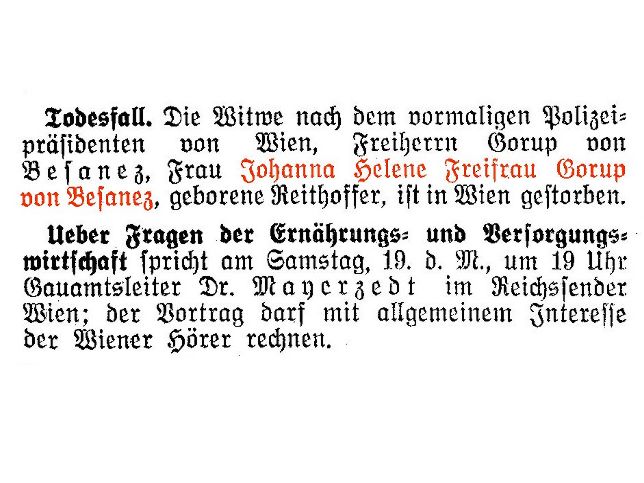 Johanna Helene Gorup Von Besanez
