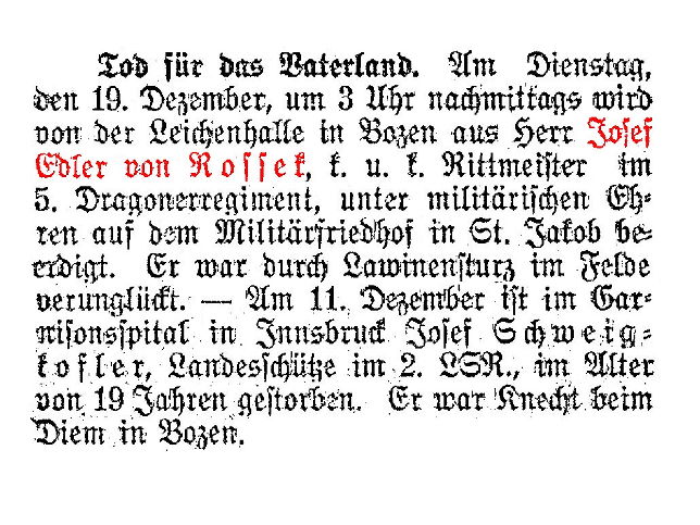 Josef Calasant Friedrich August Edler von Rossek (Sohn)
