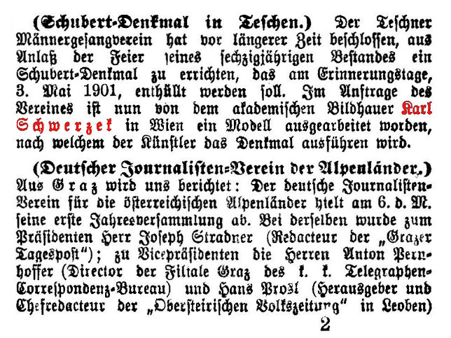 Schubert-Denkmal in Teschen