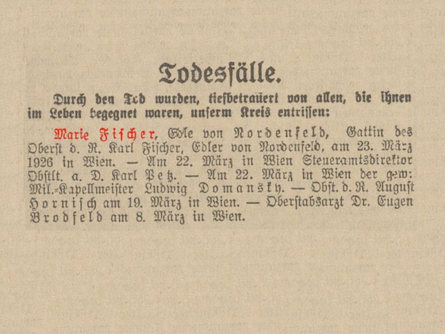 Marie Fischer von Nordenfeld und Nrdlingen
