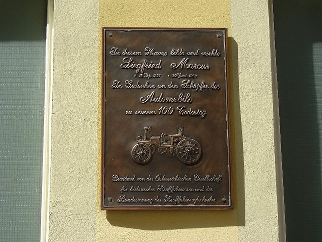 Gedenktafel f�r Siegfried Marcus