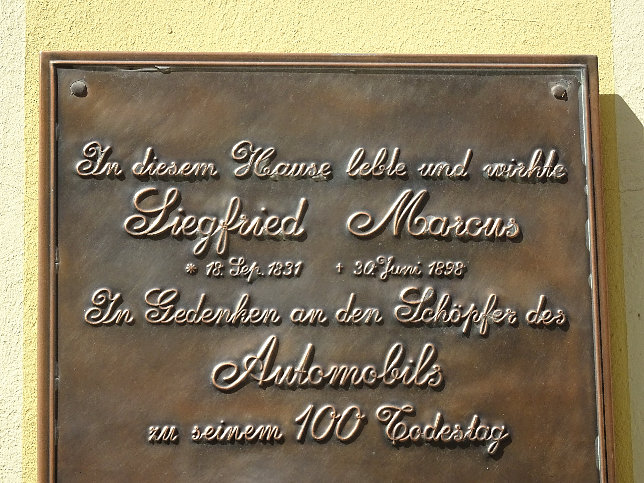 Gedenktafel f�r Siegfried Marcus