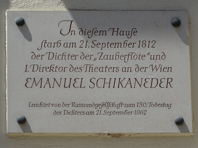 Emanuel Schikaneder-Gedenktafel