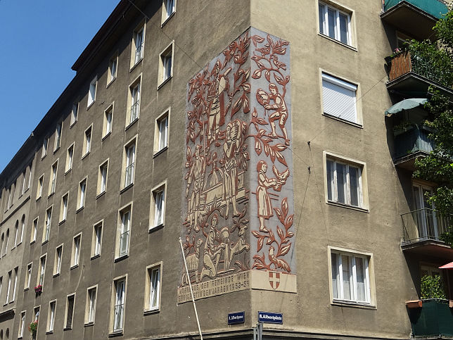 Sgraffito 'Erbauung der Albertinischen Wasserleitung'