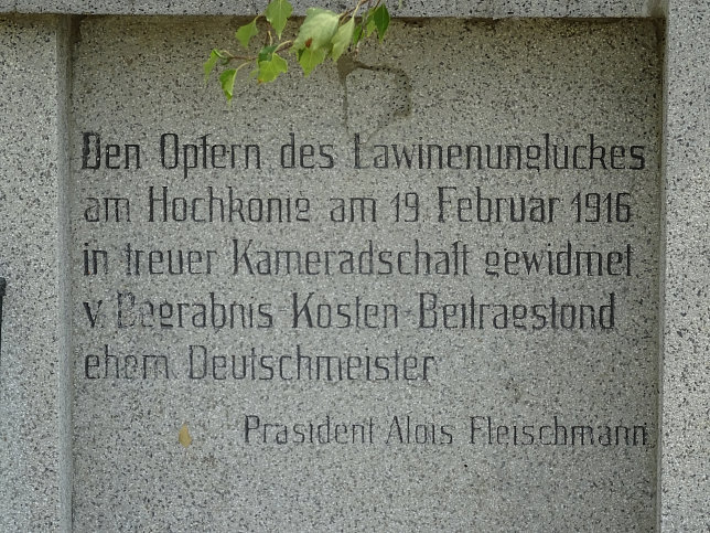 Denkmal fr die Lawinenkatastrophe am Hochknig am 19. Feber 1916