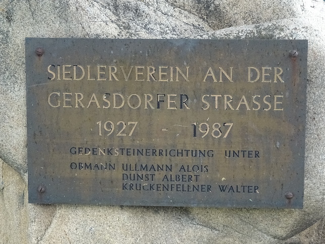 Gedenkstein Siedlerverein Gerasdorfer Strae