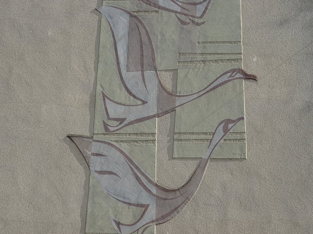Sgraffito 'Wildgnse' bzw. 'Vogelgruppe' von Hans Wulz