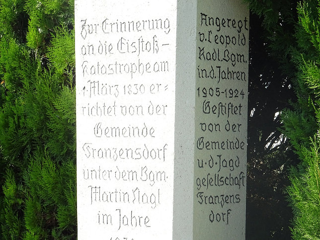 Franzensdorf, Denkmal an den Eissto von 1830